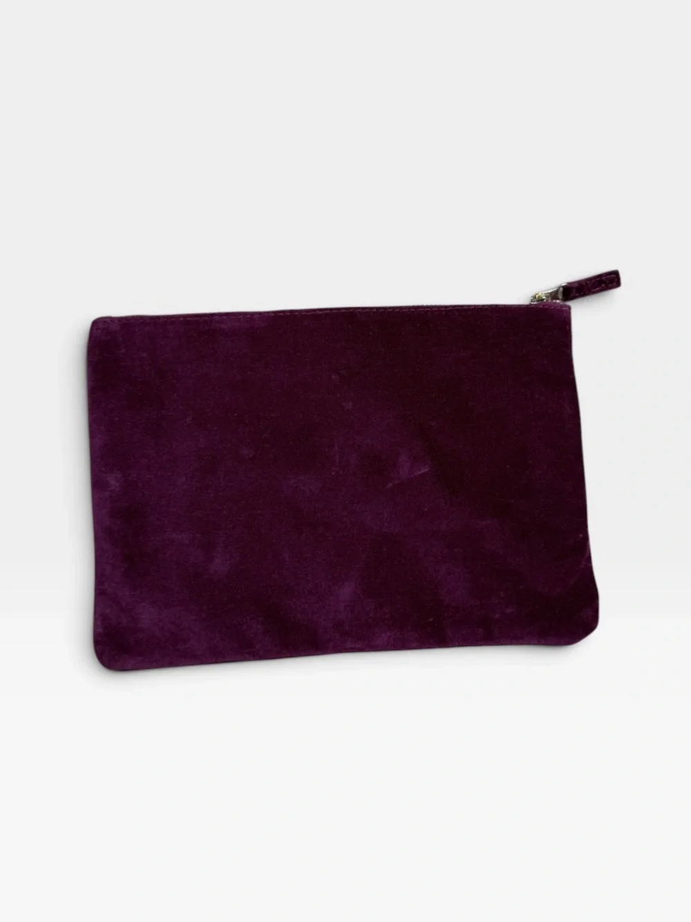 Sézane Burgundy Velour Zip Pouch Makeup Clutch Bag